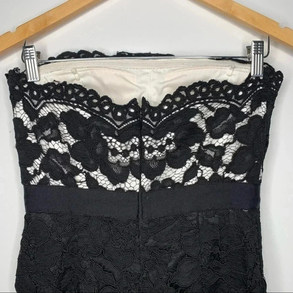 Aidan Mattox Black/White Strapless Lace Column Gown Size 2 - Picture 7 of 13
